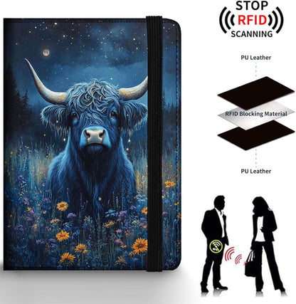 Passport Holder Wallet Cover Case,RFID Blocking Passport Cover,Large Capacity Travel Wallet with Multi Card Slots (Butterfly and Moon)