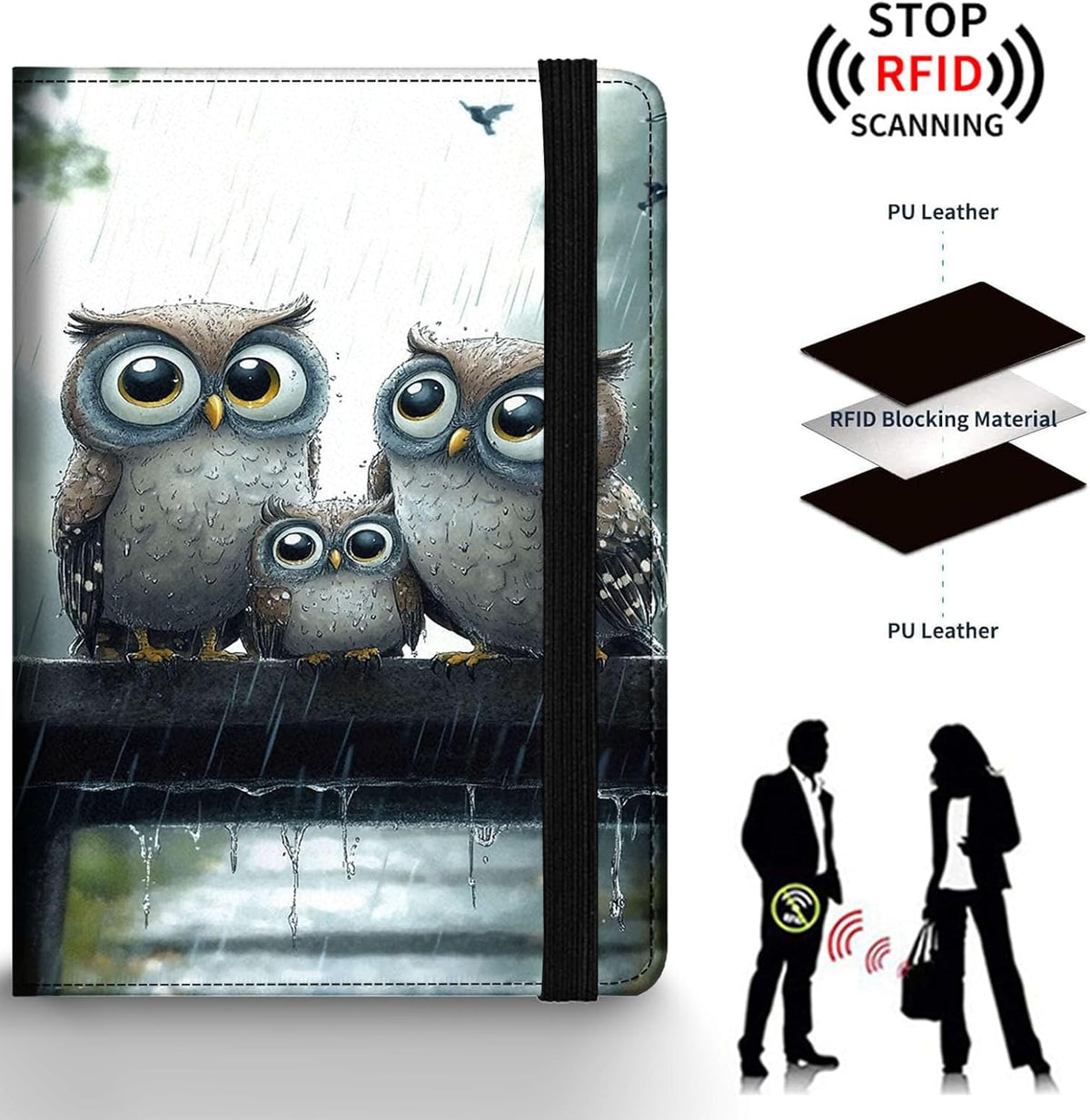 Passport Holder Wallet Cover Case,RFID Blocking Passport Cover,Large Capacity Travel Wallet with Multi Card Slots (Butterfly and Moon)
