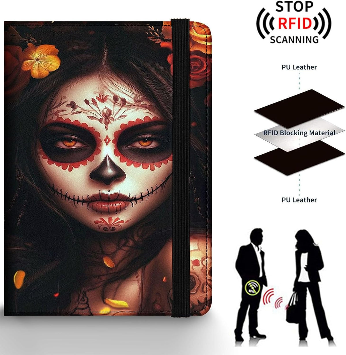 Passport Holder Wallet Cover Case,RFID Blocking Passport Cover,Large Capacity Travel Wallet with Multi Card Slots (Butterfly and Moon)
