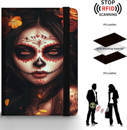 Passport Holder Wallet Cover Case,RFID Blocking Passport Cover,Large Capacity Travel Wallet with Multi Card Slots (Butterfly and Moon)