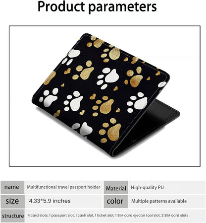 Passport Holder Wallet Cover Case,RFID Blocking Passport Cover,Large Capacity Travel Wallet with Multi Card Slots (Butterfly and Moon)