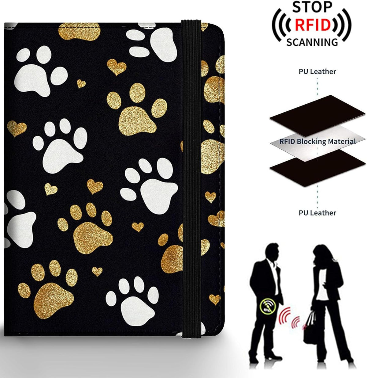 Passport Holder Wallet Cover Case,RFID Blocking Passport Cover,Large Capacity Travel Wallet with Multi Card Slots (Butterfly and Moon)
