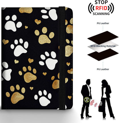 Passport Holder Wallet Cover Case,RFID Blocking Passport Cover,Large Capacity Travel Wallet with Multi Card Slots (Butterfly and Moon)