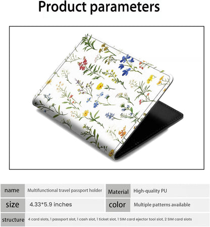 Passport Holder Wallet Cover Case,RFID Blocking Passport Cover,Large Capacity Travel Wallet with Multi Card Slots (Butterfly and Moon)