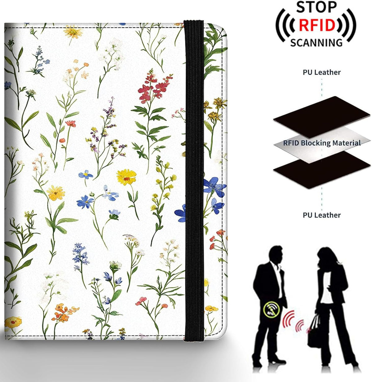 Passport Holder Wallet Cover Case,RFID Blocking Passport Cover,Large Capacity Travel Wallet with Multi Card Slots (Butterfly and Moon)