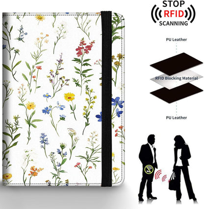 Passport Holder Wallet Cover Case,RFID Blocking Passport Cover,Large Capacity Travel Wallet with Multi Card Slots (Butterfly and Moon)