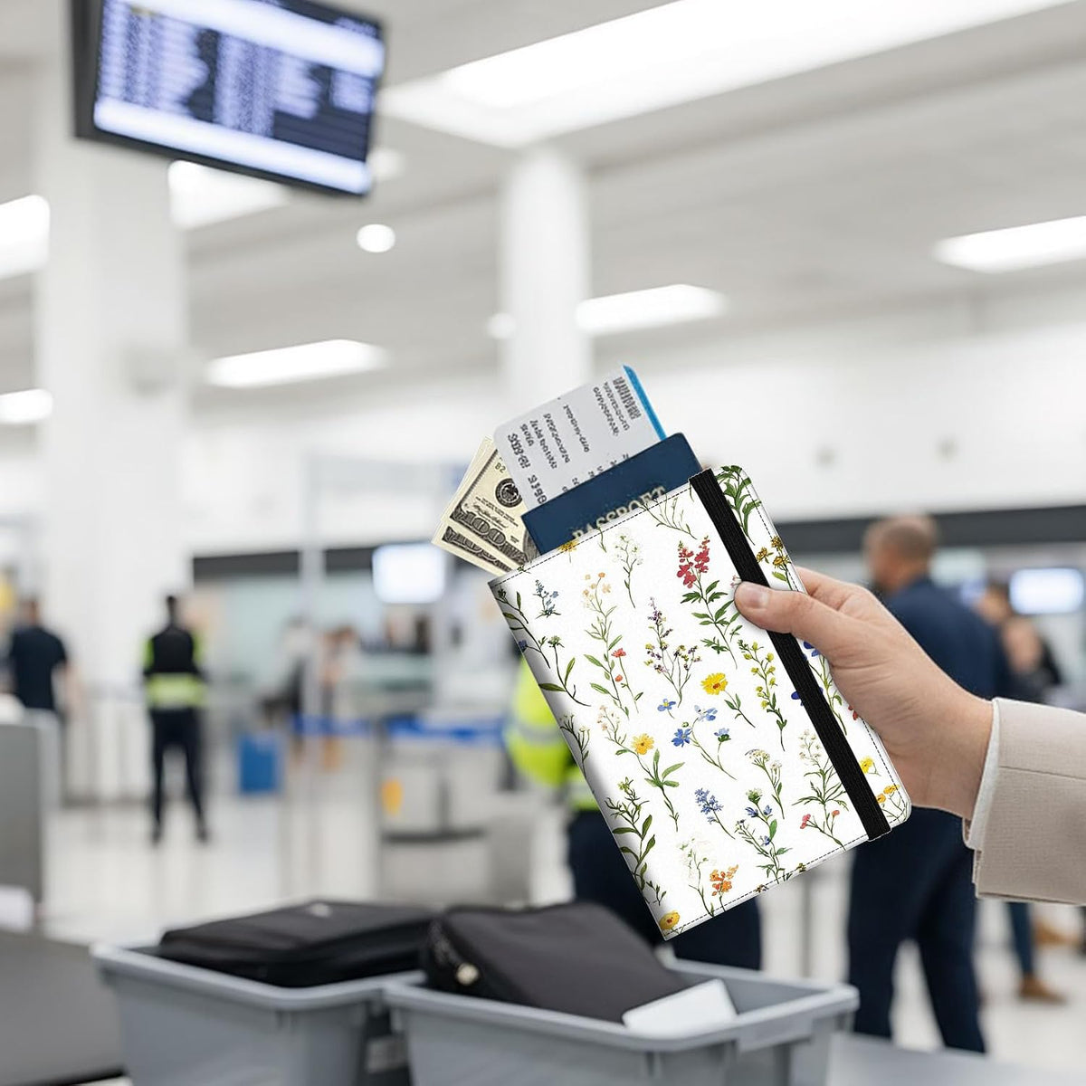 Passport Holder Wallet Cover Case,RFID Blocking Passport Cover,Large Capacity Travel Wallet with Multi Card Slots (Butterfly and Moon)