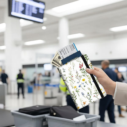 Passport Holder Wallet Cover Case,RFID Blocking Passport Cover,Large Capacity Travel Wallet with Multi Card Slots (Butterfly and Moon)