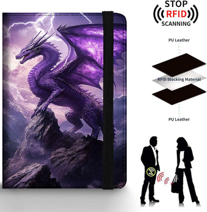 Passport Holder Wallet Cover Case,RFID Blocking Passport Cover,Large Capacity Travel Wallet with Multi Card Slots (Butterfly and Moon)