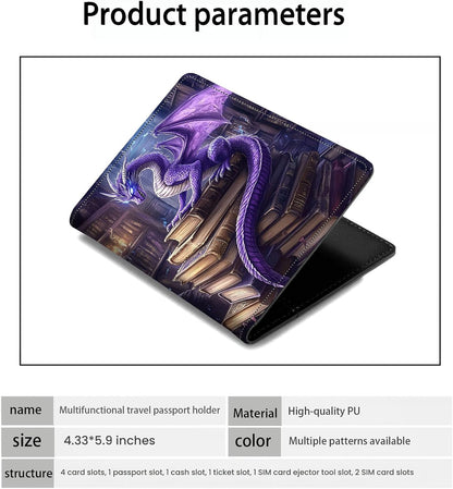 Passport Holder Wallet Cover Case,RFID Blocking Passport Cover,Large Capacity Travel Wallet with Multi Card Slots (Butterfly and Moon)