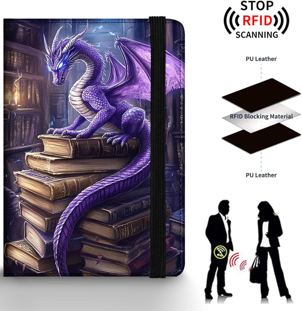 Passport Holder Wallet Cover Case,RFID Blocking Passport Cover,Large Capacity Travel Wallet with Multi Card Slots (Butterfly and Moon)