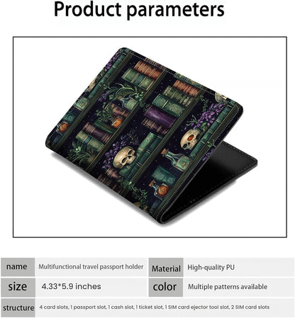 Passport Holder Wallet Cover Case,RFID Blocking Passport Cover,Large Capacity Travel Wallet with Multi Card Slots (Butterfly and Moon)