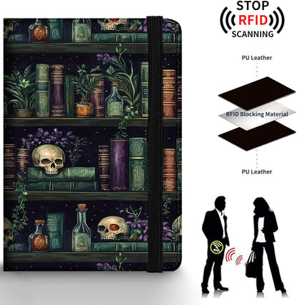 Passport Holder Wallet Cover Case,RFID Blocking Passport Cover,Large Capacity Travel Wallet with Multi Card Slots (Butterfly and Moon)