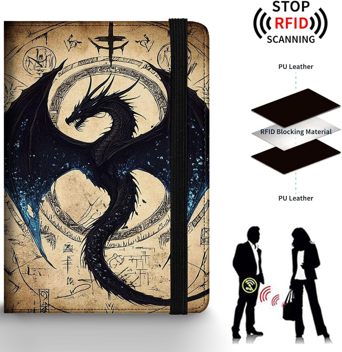 Passport Holder Wallet Cover Case,RFID Blocking Passport Cover,Large Capacity Travel Wallet with Multi Card Slots (Butterfly and Moon)