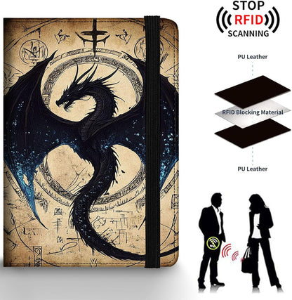Passport Holder Wallet Cover Case,RFID Blocking Passport Cover,Large Capacity Travel Wallet with Multi Card Slots (Butterfly and Moon)