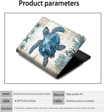 Passport Holder Wallet Cover Case,RFID Blocking Passport Cover,Large Capacity Travel Wallet with Multi Card Slots (Butterfly and Moon)
