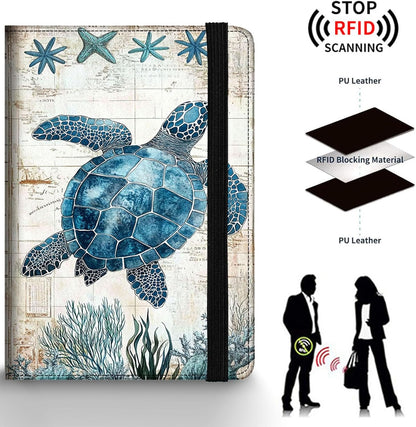 Passport Holder Wallet Cover Case,RFID Blocking Passport Cover,Large Capacity Travel Wallet with Multi Card Slots (Butterfly and Moon)