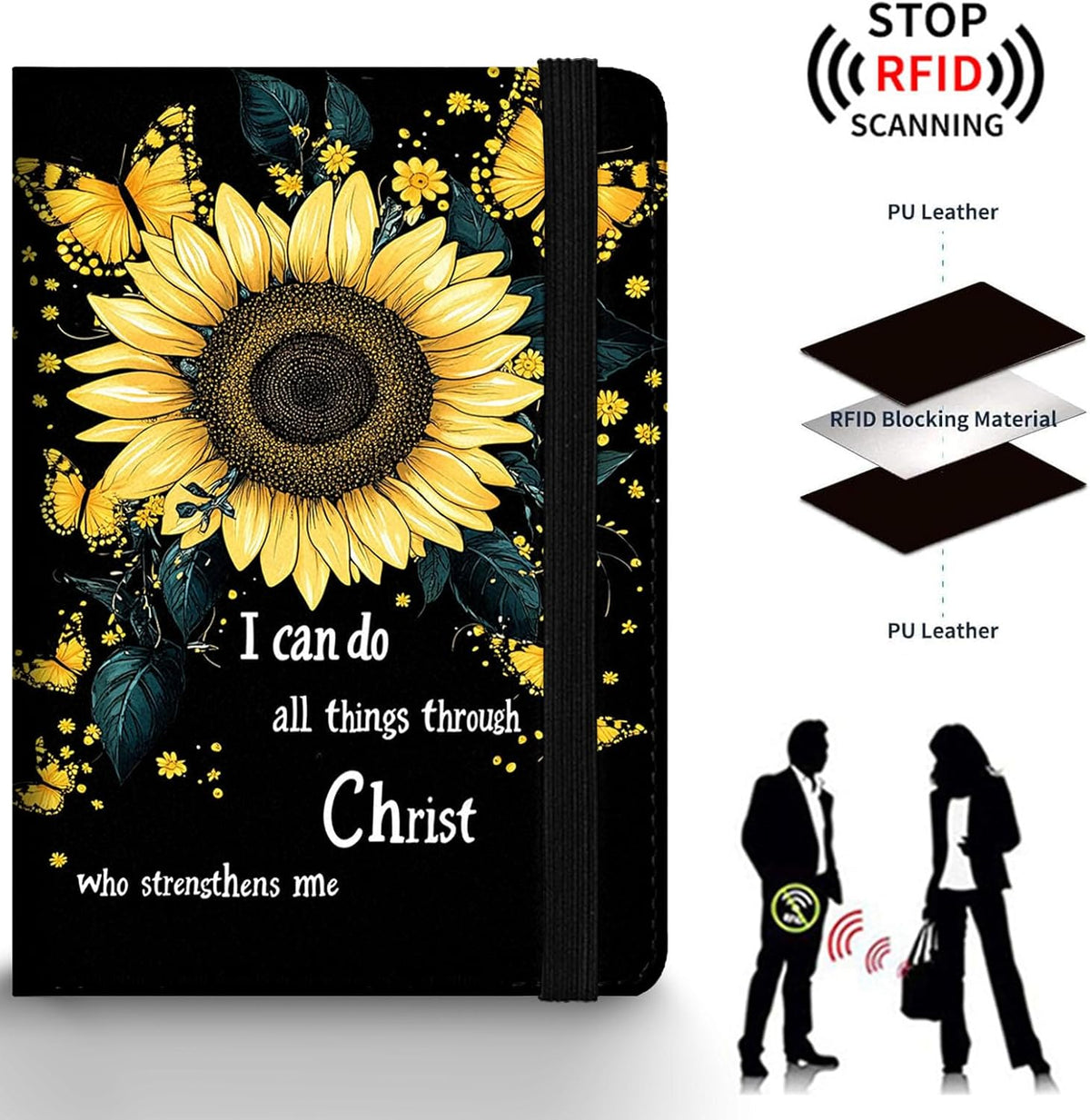 Passport Holder Wallet Cover Case,RFID Blocking Passport Cover,Large Capacity Travel Wallet with Multi Card Slots (Butterfly and Moon)