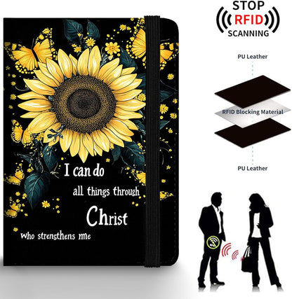 Passport Holder Wallet Cover Case,RFID Blocking Passport Cover,Large Capacity Travel Wallet with Multi Card Slots (Butterfly and Moon)