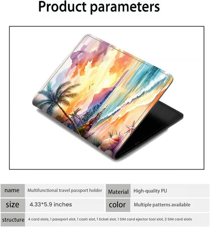 Passport Holder Wallet Cover Case,RFID Blocking Passport Cover,Large Capacity Travel Wallet with Multi Card Slots (Butterfly and Moon)