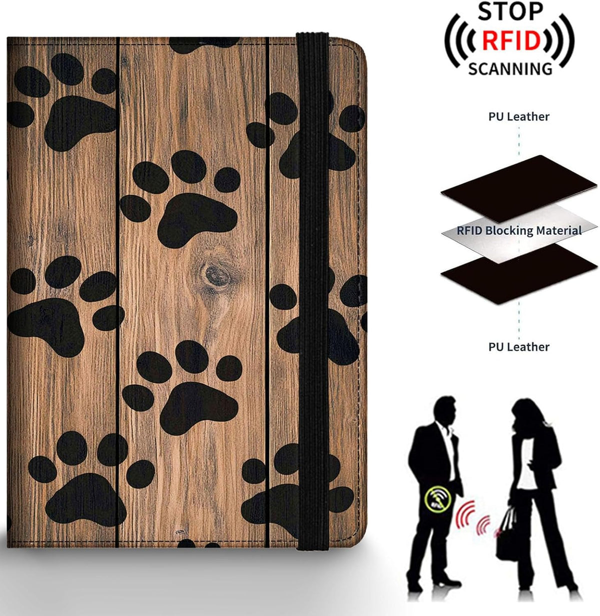 Passport Holder Wallet Cover Case,RFID Blocking Passport Cover,Large Capacity Travel Wallet with Multi Card Slots (Butterfly and Moon)