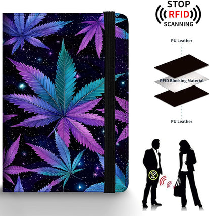 Passport Holder Wallet Cover Case,RFID Blocking Passport Cover,Large Capacity Travel Wallet with Multi Card Slots (Butterfly and Moon)