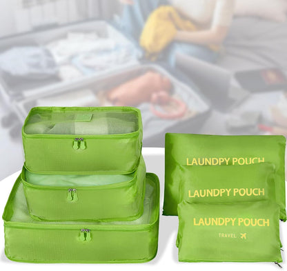 6 Set Packing Cubes for Travel Luggage Organizer Bags for Suitcase Laundry Bag Machine Washable Nylon Lightweight Travel Cube (Black)