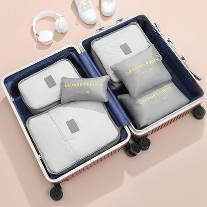 6 Set Packing Cubes for Travel Luggage Organizer Bags for Suitcase Laundry Bag Machine Washable Nylon Lightweight Travel Cube (Black)