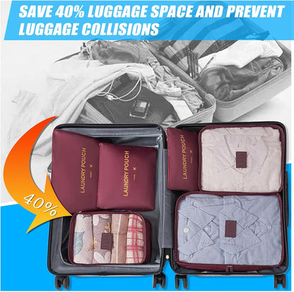 6 Set Packing Cubes for Travel Luggage Organizer Bags for Suitcase Laundry Bag Machine Washable Nylon Lightweight Travel Cube (Black)