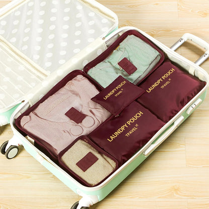 6 Set Packing Cubes for Travel Luggage Organizer Bags for Suitcase Laundry Bag Machine Washable Nylon Lightweight Travel Cube (Black)