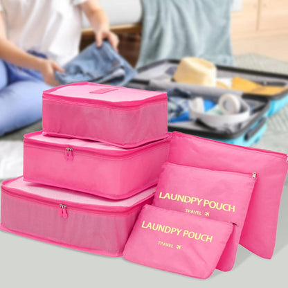 6 Set Packing Cubes for Travel Luggage Organizer Bags for Suitcase Laundry Bag Machine Washable Nylon Lightweight Travel Cube (Black)