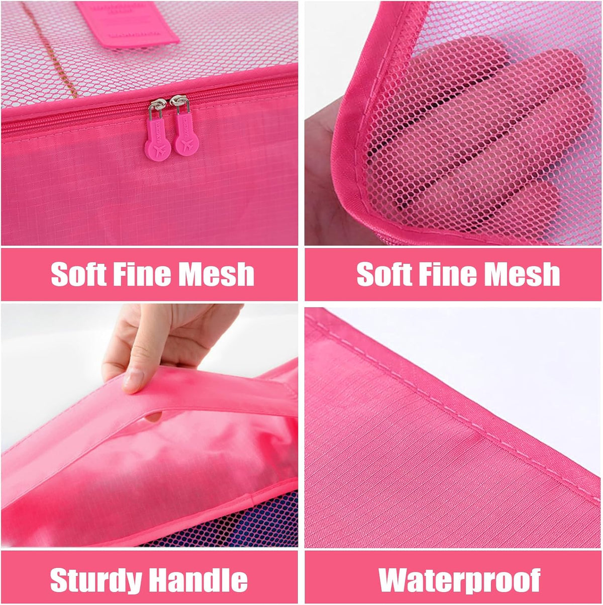6 Set Packing Cubes for Travel Luggage Organizer Bags for Suitcase Laundry Bag Machine Washable Nylon Lightweight Travel Cube (Black)