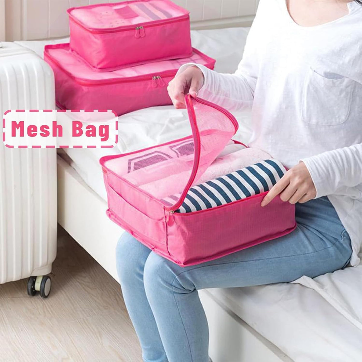6 Set Packing Cubes for Travel Luggage Organizer Bags for Suitcase Laundry Bag Machine Washable Nylon Lightweight Travel Cube (Black)