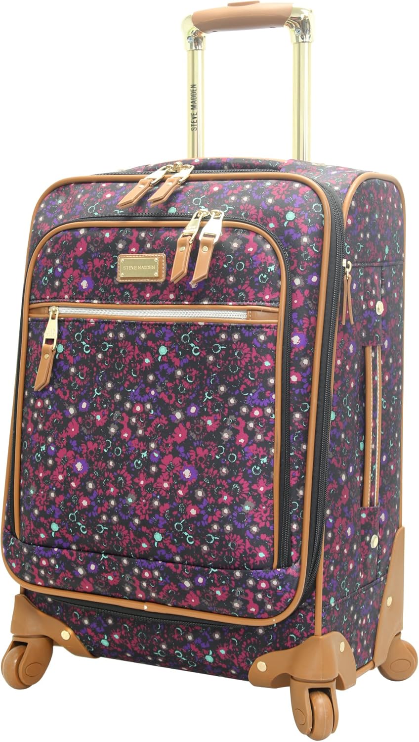 Designer-Gepckkollektion Leichter Softside-Koffer fr Damen und Herren strapazierfhige 50,8 cm groe Tragetasche mit 4 rollenden Spinner-Rdern, Legends Turquoise, 20in, Carry on Bag With