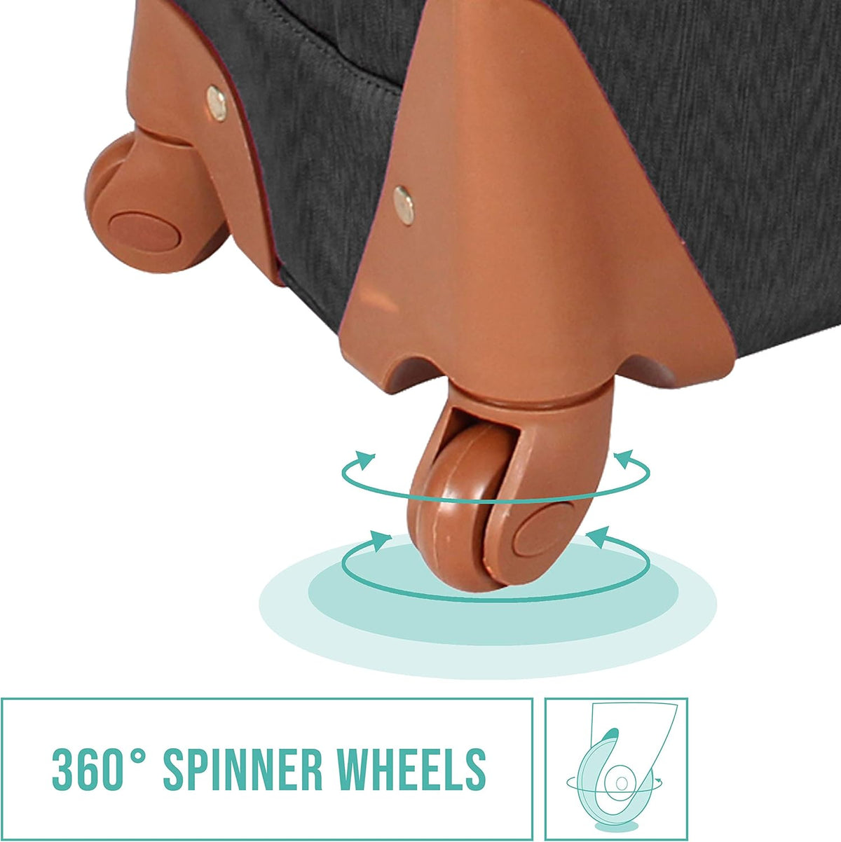 Designer-Gepckkollektion Leichter Softside-Koffer fr Damen und Herren strapazierfhige 50,8 cm groe Tragetasche mit 4 rollenden Spinner-Rdern, Legends Turquoise, 20in, Carry on Bag With
