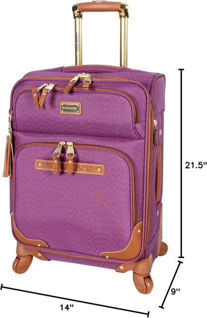 Designer-Gepckkollektion Leichter Softside-Koffer fr Damen und Herren strapazierfhige 50,8 cm groe Tragetasche mit 4 rollenden Spinner-Rdern, Legends Turquoise, 20in, Carry on Bag With