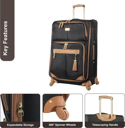 Designer-Gepckkollektion Leichter Softside-Koffer fr Damen und Herren strapazierfhige 50,8 cm groe Tragetasche mit 4 rollenden Spinner-Rdern, Legends Turquoise, 20in, Carry on Bag With