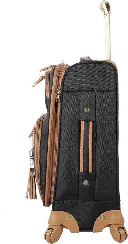 Designer-Gepckkollektion Leichter Softside-Koffer fr Damen und Herren strapazierfhige 50,8 cm groe Tragetasche mit 4 rollenden Spinner-Rdern, Legends Turquoise, 20in, Carry on Bag With