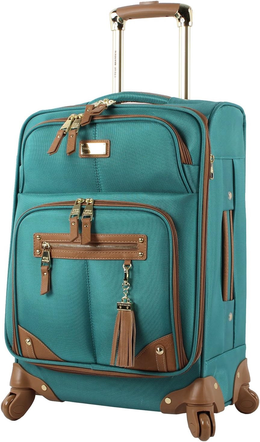 Designer-Gepckkollektion Leichter Softside-Koffer fr Damen und Herren strapazierfhige 50,8 cm groe Tragetasche mit 4 rollenden Spinner-Rdern, Legends Turquoise, 20in, Carry on Bag With