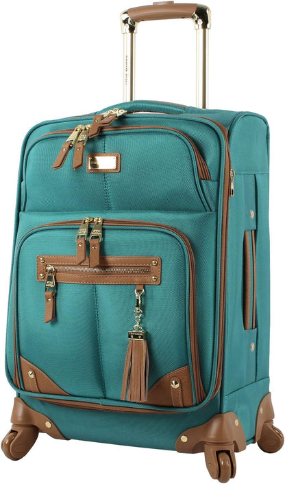 Designer-Gepckkollektion Leichter Softside-Koffer fr Damen und Herren strapazierfhige 50,8 cm groe Tragetasche mit 4 rollenden Spinner-Rdern, Legends Turquoise, 20in, Carry on Bag With