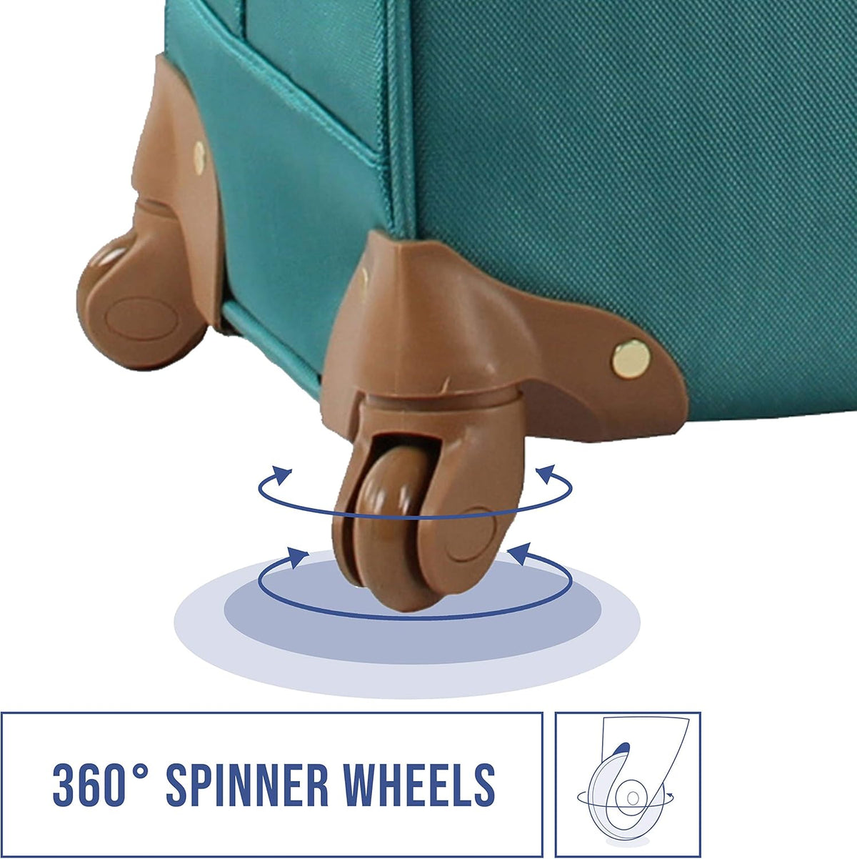 Designer-Gepckkollektion Leichter Softside-Koffer fr Damen und Herren strapazierfhige 50,8 cm groe Tragetasche mit 4 rollenden Spinner-Rdern, Legends Turquoise, 20in, Carry on Bag With