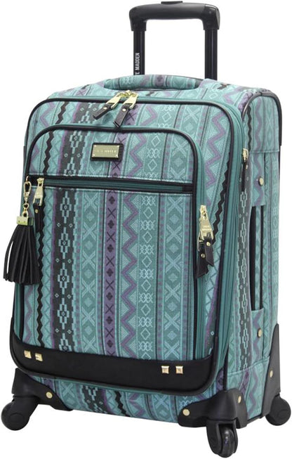 Designer-Gepckkollektion Leichter Softside-Koffer fr Damen und Herren strapazierfhige 50,8 cm groe Tragetasche mit 4 rollenden Spinner-Rdern, Legends Turquoise, 20in, Carry on Bag With