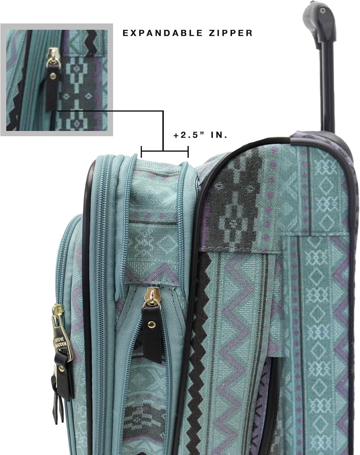 Designer-Gepckkollektion Leichter Softside-Koffer fr Damen und Herren strapazierfhige 50,8 cm groe Tragetasche mit 4 rollenden Spinner-Rdern, Legends Turquoise, 20in, Carry on Bag With