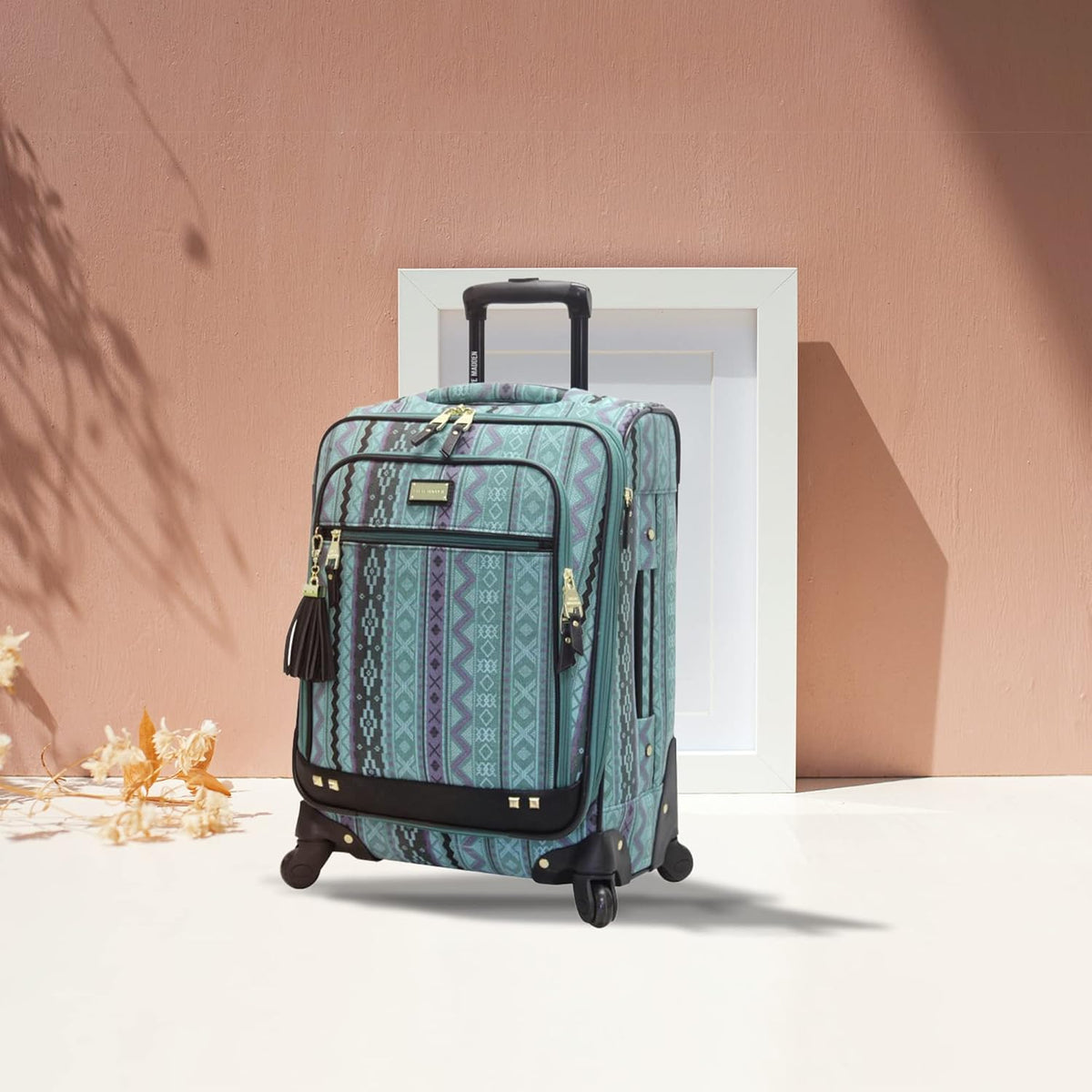 Designer-Gepckkollektion Leichter Softside-Koffer fr Damen und Herren strapazierfhige 50,8 cm groe Tragetasche mit 4 rollenden Spinner-Rdern, Legends Turquoise, 20in, Carry on Bag With