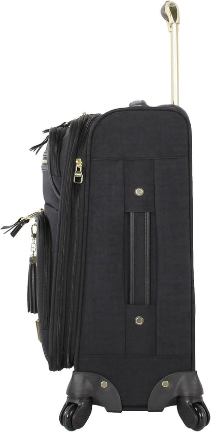 Designer-Gepckkollektion Leichter Softside-Koffer fr Damen und Herren strapazierfhige 50,8 cm groe Tragetasche mit 4 rollenden Spinner-Rdern, Legends Turquoise, 20in, Carry on Bag With