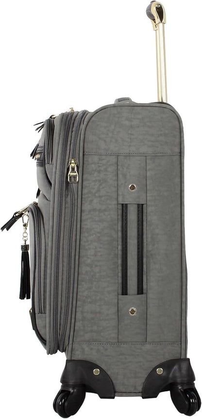 Designer-Gepckkollektion Leichter Softside-Koffer fr Damen und Herren strapazierfhige 50,8 cm groe Tragetasche mit 4 rollenden Spinner-Rdern, Legends Turquoise, 20in, Carry on Bag With