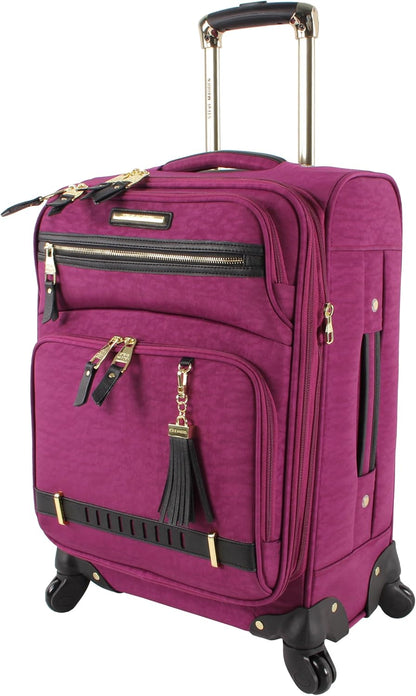 Designer-Gepckkollektion Leichter Softside-Koffer fr Damen und Herren strapazierfhige 50,8 cm groe Tragetasche mit 4 rollenden Spinner-Rdern, Legends Turquoise, 20in, Carry on Bag With