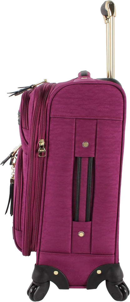 Designer-Gepckkollektion Leichter Softside-Koffer fr Damen und Herren strapazierfhige 50,8 cm groe Tragetasche mit 4 rollenden Spinner-Rdern, Legends Turquoise, 20in, Carry on Bag With