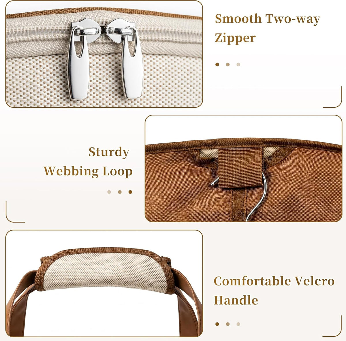 Carry on Garment Bags for Travel for Women 56" Foldable Dress Bag with Large Pockets Bag Suit Luggage Garment Bag with Shoulder Strap for Business, Wedding, Hanging Clothes, Beige