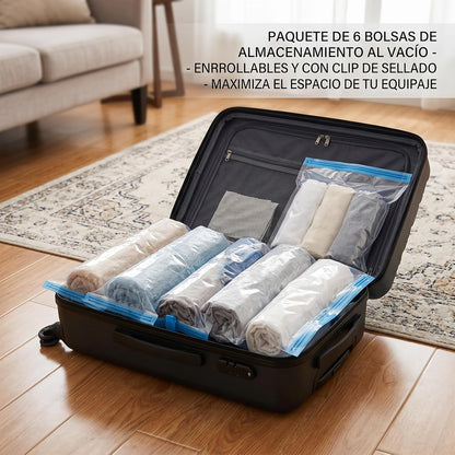 4 Pcs Roll Up Compression Bags, No Pump Needed | 13.8 X19.7in Roll Up Vacuum Bags for Travel, Travel Compression Bags for Packing